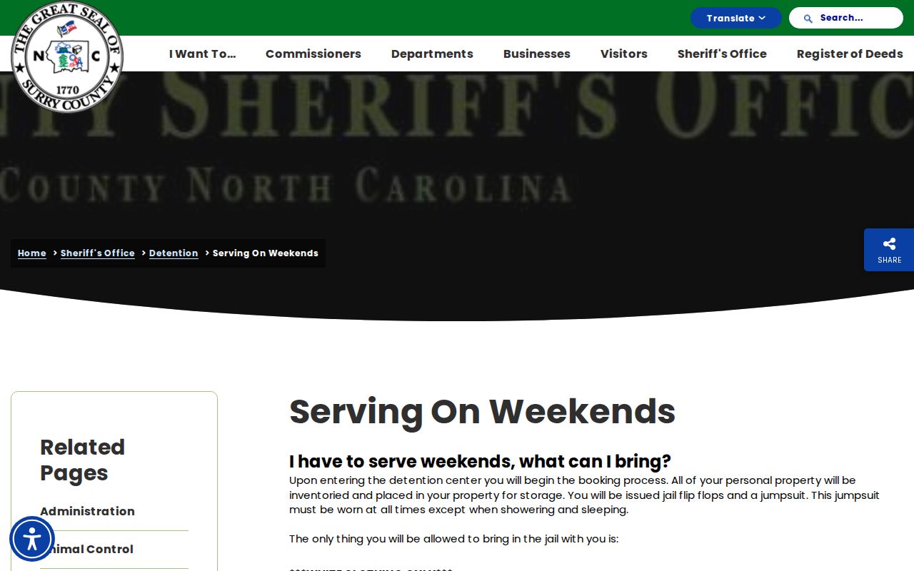 Official Surry County Serving on Weekends procedure